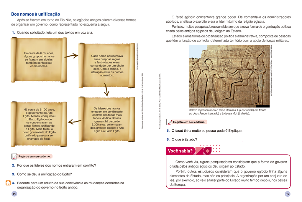 O aluno é convidado a refletir e a elaborar hipóteses sobre assuntos que serão trabalhados nos capítulos.