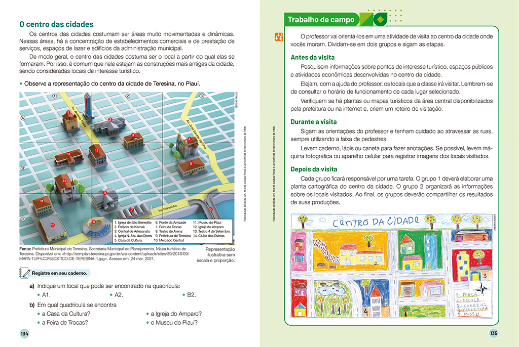 Convida o aluno a ir a campo levantar informações sobre o tema da unidade, observando e avaliando diferentes locais do seu lugar de viver.